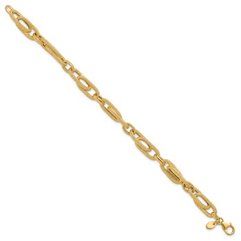 Leslie's 14K Polished and Textured Fancy Link Bracelet — alternate view