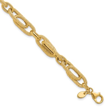 Leslie's 14K Polished and Textured Fancy Link Bracelet