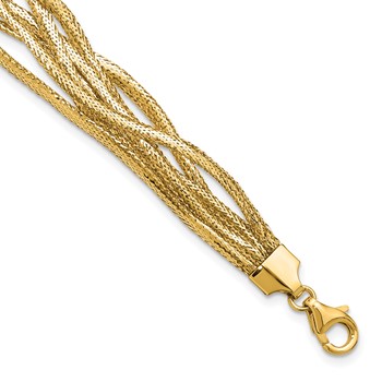 Leslie's 14K Polished Mesh Diamond-cut 7-strand Wave Bracelet