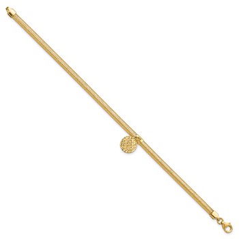 Leslie's 14K Polished Stretch/Mesh Diamond-cut Disc Bracelet — alternate view