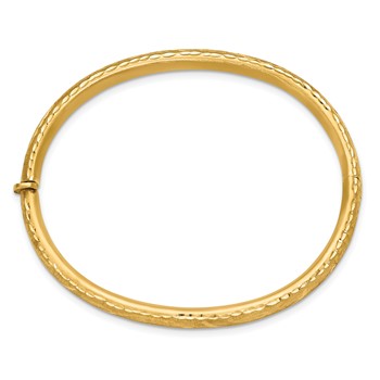 Leslie's 14K Satin and Diamond-cut Hinged Bangle — alternate view