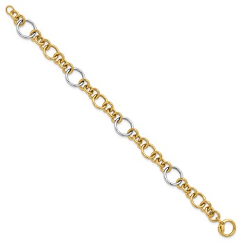 Leslie's 14K Two-Tone Polished Circle Links Bracelet — alternate view
