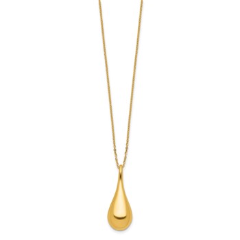 Leslie's 14K Polished Teardrop 16in w/2in ext. Necklace — alternate view
