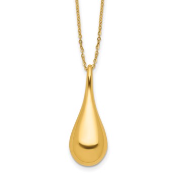 Leslie's 14K Polished Teardrop 16in w/2in ext. Necklace