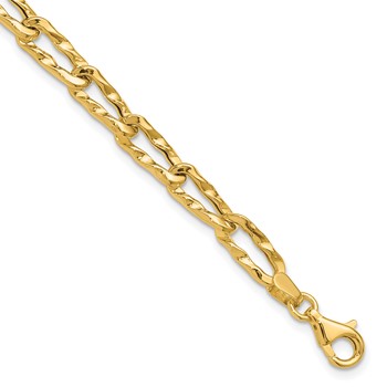Leslie's 14K Polished and Hammered Fancy Link Bracelet