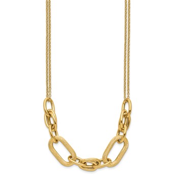 Leslie's 14K Polished and Satin 2-strand Fancy Link with 1in ext. Necklace — alternate view