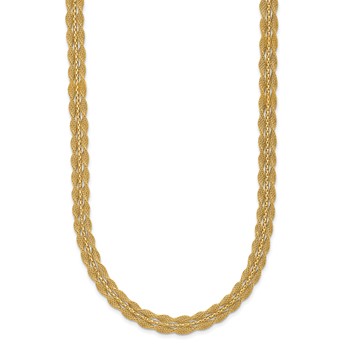 Leslie's 14K Polished Textured and Diamond-cut 6.0mm Fancy 16.5 inch Necklace — alternate view