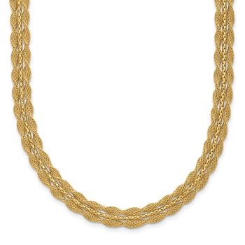 Leslie's 14K Polished Textured and Diamond-cut 6.0mm Fancy 16.5 inch Necklace