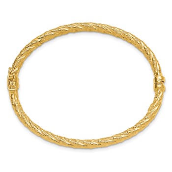 Leslie's 14k Polished and Textured Twisted Hinged Bangle — alternate view