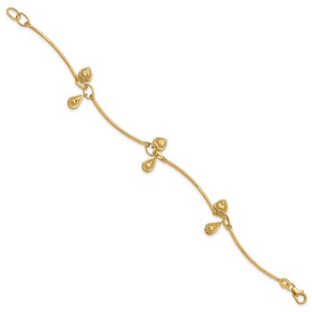 Leslie's 14K Polished and Diamond-cut Heart Charm Bracelet — alternate view