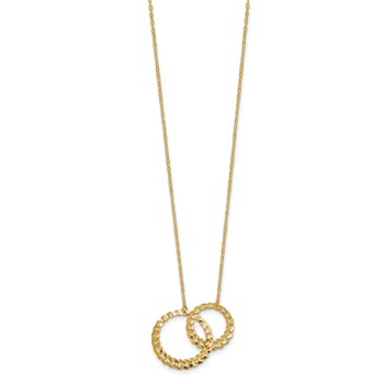 Leslie's 14K Polished and Diamond-cut Circles w/2in ext. Necklace — alternate view