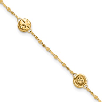 Leslie's 14K Polished and Diamond-cut Disc Design Bracelet