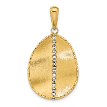 Leslie's 14K Two-tone Polished and Satin Teardrop Pendant