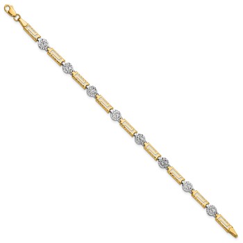 Leslie's 14K Two-tone Polished and Diamond-cut Fancy Link Bracelet — alternate view