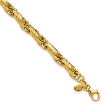 Leslie's 14K Polished and Grooved Fancy Link Bracelet