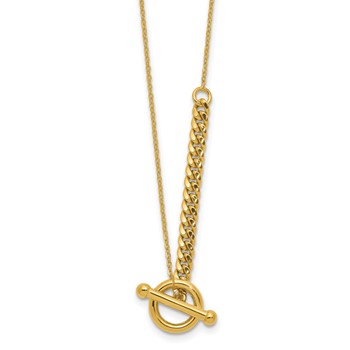 Leslie's 14K Polished Drop Toggle w/1in ext. Necklace