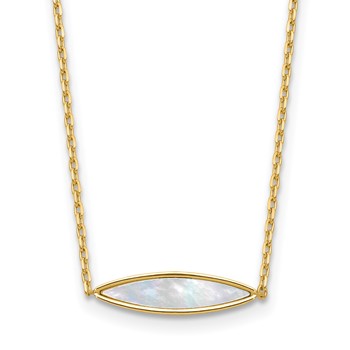 Leslie's 14K Polished Mother of Pearl with 1in ext. Necklace