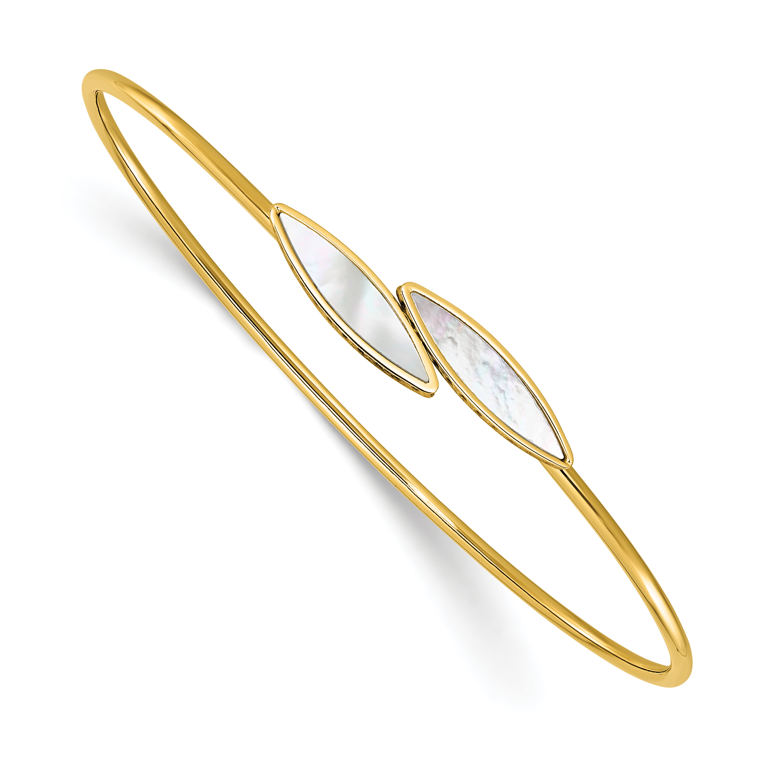 Leslie's 14K Polished Mother of Pearl Bypass Flexible Bangle