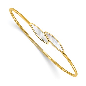 Leslie's 14K Polished Mother of Pearl Bypass Flexible Bangle