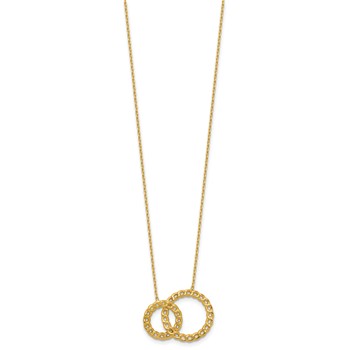 Leslie's 14K Polished/Diamond-cut 2 Circles w/2in ext. Necklace — alternate view