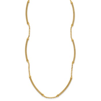 Leslie's 14K Polished Textured and Dia-cut Beaded w/Bars Necklace — alternate view
