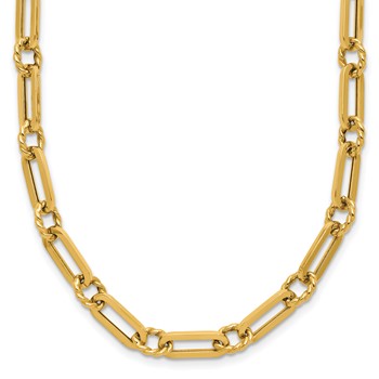 Leslie's 14K Polished and Twisted Fancy Link Toggle Necklace