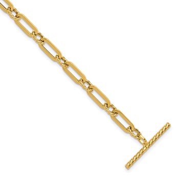 Leslie's 14K Polished and Twisted Fancy Link Toggle Bracelet