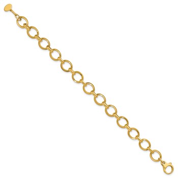Leslie's 14K Polished and Grooved Fancy Link Bracelet — alternate view