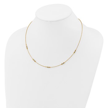 Leslie's 14K Two-tone Pol/Texture/Dia-cut Beads w/2in ext. Necklace — alternate view