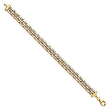 Leslie's 14K Two-tone Polished/Dia-cut 3-Row Bracelet — alternate view
