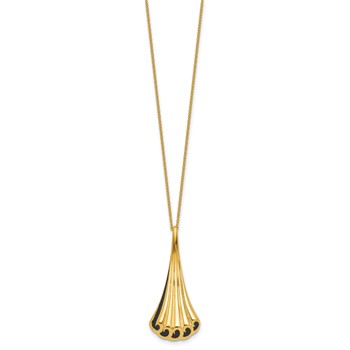Leslie's 14K  with Black Enamel Polished Fancy Pendant 16.5 inch with 1.25inch extender Necklace — alternate view