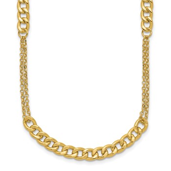 Leslie's 14K Polished/Dia-cut Fancy Link with 2in ext. Necklace