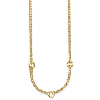 Leslie's 14K Polished/Dia-cut 2-Strand Circle Link with 2in ext. Necklace — alternate view
