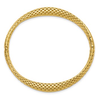 Leslie's 14K Polished and Textured Fancy Twist Hinged Bangle — alternate view