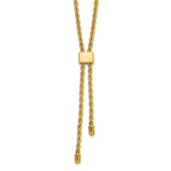 Leslie's 14K Polished/Dia-cut Fancy Rope Adj. up to 19in Necklace