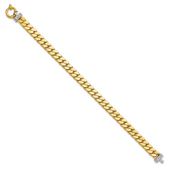 Leslie's 14K Two-tone CZ Polished Fancy Curb Bracelet — alternate view