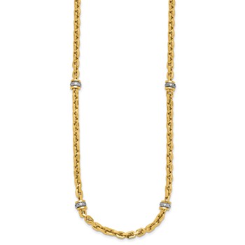 Leslie's 14K Two-tone CZ Polished Fancy Link Necklace — alternate view