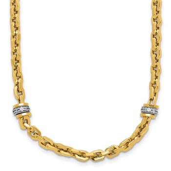 Leslie's 14K Two-tone CZ Polished Fancy Link Necklace