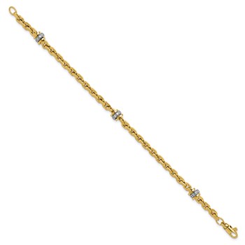 Leslie's 14K Two-tone CZ Polished Fancy Link Bracelet — alternate view