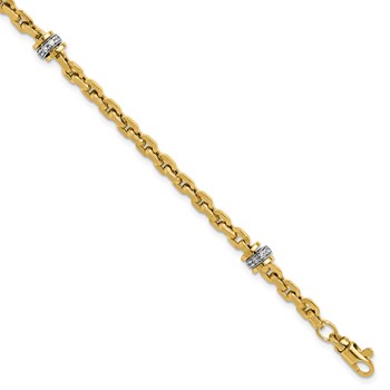 Leslie's 14K Two-tone CZ Polished Fancy Link Bracelet