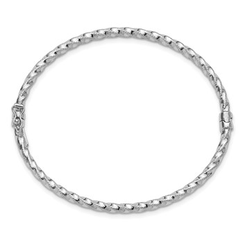 Leslie's 14K White Gold Polish/Textured/Twisted Hinged Bangle — alternate view