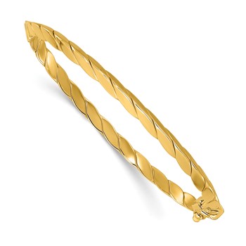 Leslie's 14K Polished and Grooved Fancy Hinged Bangle