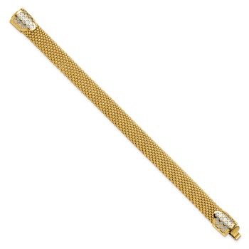 Leslie's 14K Two-tone Polished and Dia-cut Popcorn Mesh Bracelet — alternate view