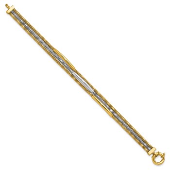 Leslie's 14K w/Rhodium Polished Bars Mesh Multi-strand Bracelet — alternate view