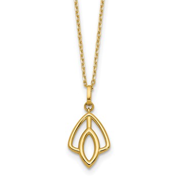 Leslie's 14K Polished Floral Pendant 17 inch Necklace