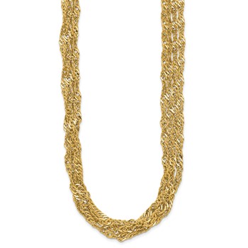 Leslie's 14K Polished/Diamond-cut Multi-strand Singapore Necklace — alternate view