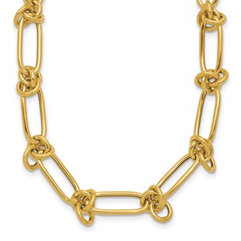 Leslie's 14K Polished Love Knot Fancy Paperclip Link Necklace