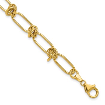 Leslie's 14K Polished Love Knot Fancy Paperclip Link Bracelet