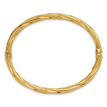 Leslie's 14K Polished and Textured Twist Hinged Bangle — alternate view