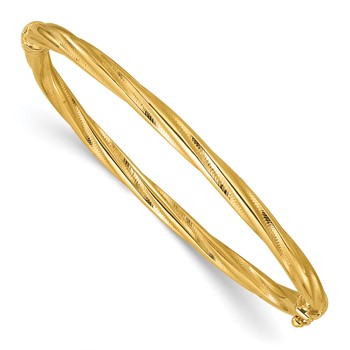 Leslie's 14K Polished and Textured Twist Hinged Bangle